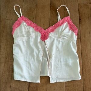 Women's Pink  Lace Trim Cami